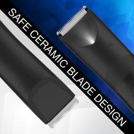 Manscape Trimmer for Men: Electric Razor-Shaver with No Nicks, Ideal for Balls, Pubic, Groin, Legs & Chest Hair Removal, Ceramic Blade and Built-in Light, IPX7 Waterproof Body Groomer, Gift for Him