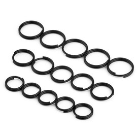 TIMULTI Titanium Key Ring Black Keychain Ring Round Carabiner Small Black Mini Slim Double Ring Keychain Hardware Rust-proof Lightweight DIY Crafts Outer Diameter 10/12/14 mm (Each Size 5 pieces)