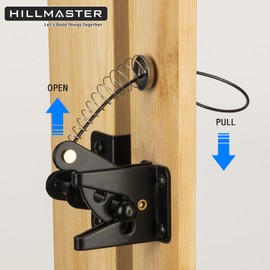 HILLMASTER Heavy Duty Self Locking Gate Latch for Wooden Fence with Steel Spring Cable Pull,Gravity Fence Latch for Metal Gates,Vinyl Fence,Gate Hardware Gate Door Lock for Outdoor Pool,Black Finish