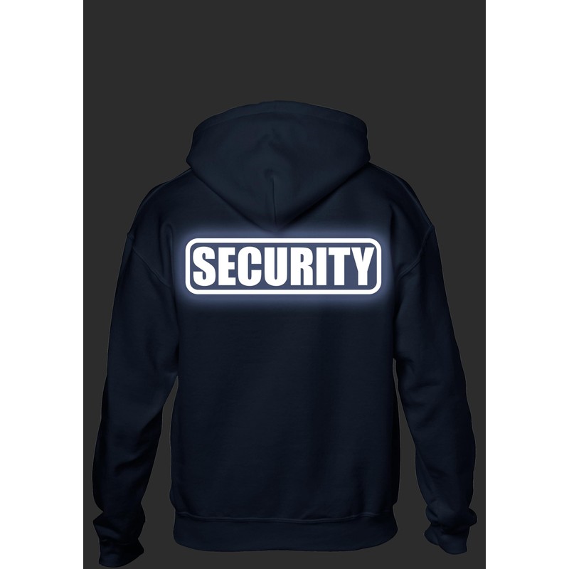 Security Hoody in Navy with White/Reflective Logo Both Front and