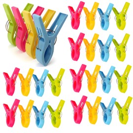 Beach Chair Towel Clips on Cruise, Large Clamps,Clothes Pegs,Beach Towel Holder to Keep Your Towel from Blowing Away,Heavy Duty (Plastic 24)