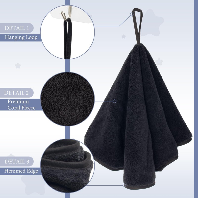 Hipruict Hanging Hand Towels with Loops, 4 Pcs Hand Towels