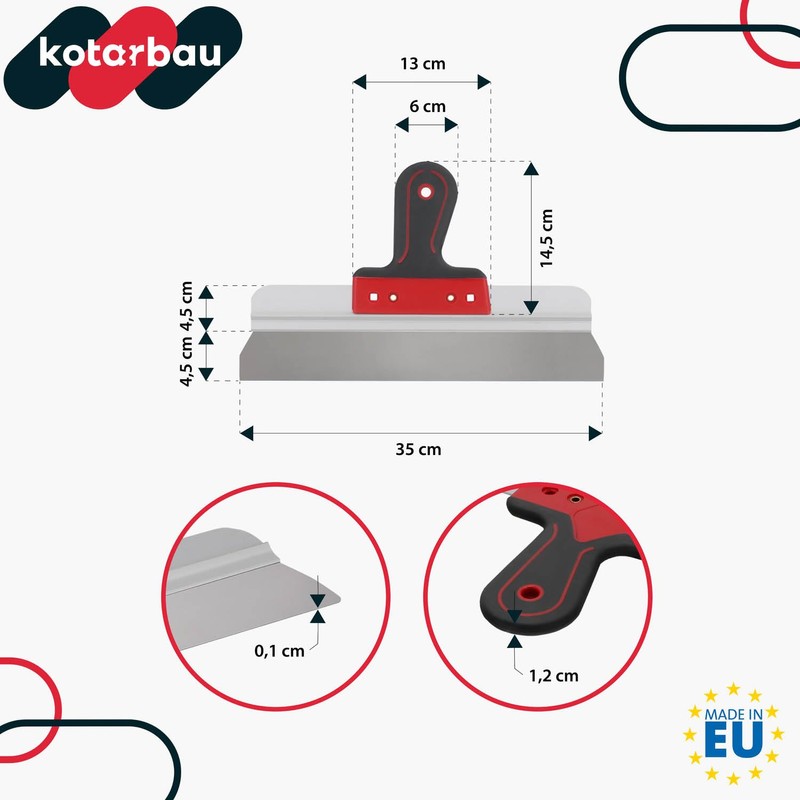 KOTARBAU® Stainless Steel Surface Spatula for Applying Putty Plaster 350