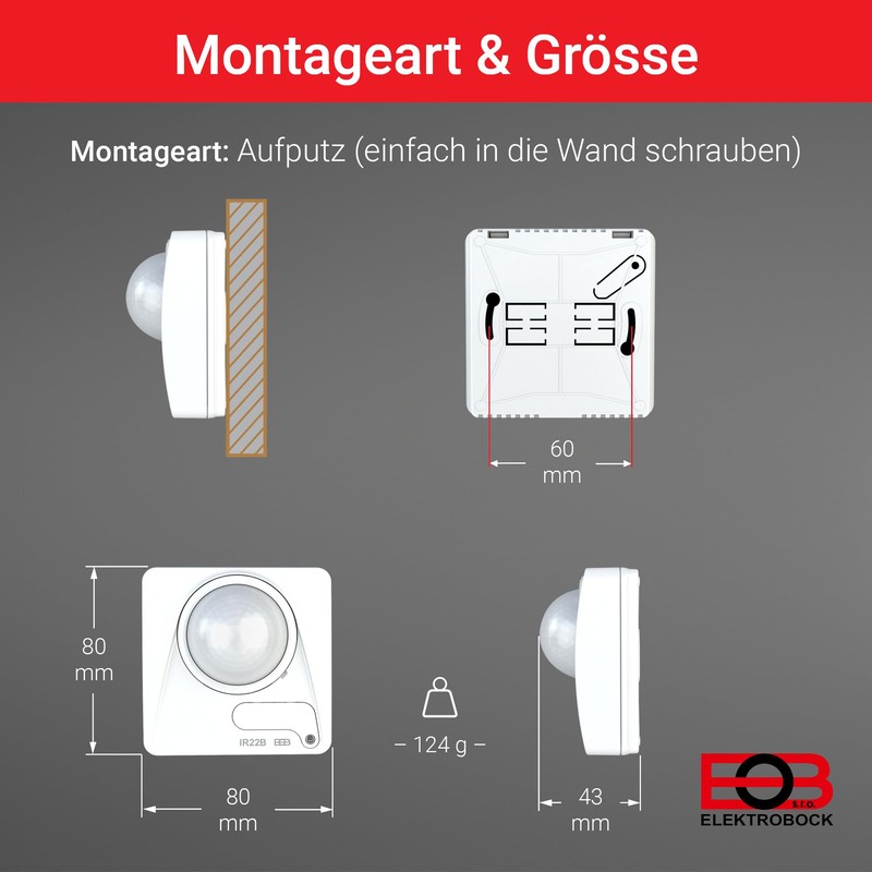 ELEKTROBOCK IR22B Infrared Motion Detector | For Indoor 360° Detection