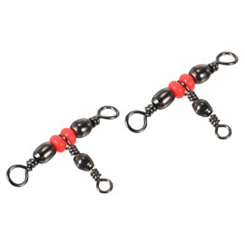 PATIKIL 3 Way Swivel, 20Pcs 48lb Stainless Steel Cross Line T-Turn Triple Barrel Terminal Tackle for Saltwater Freshwater Fishing, Black