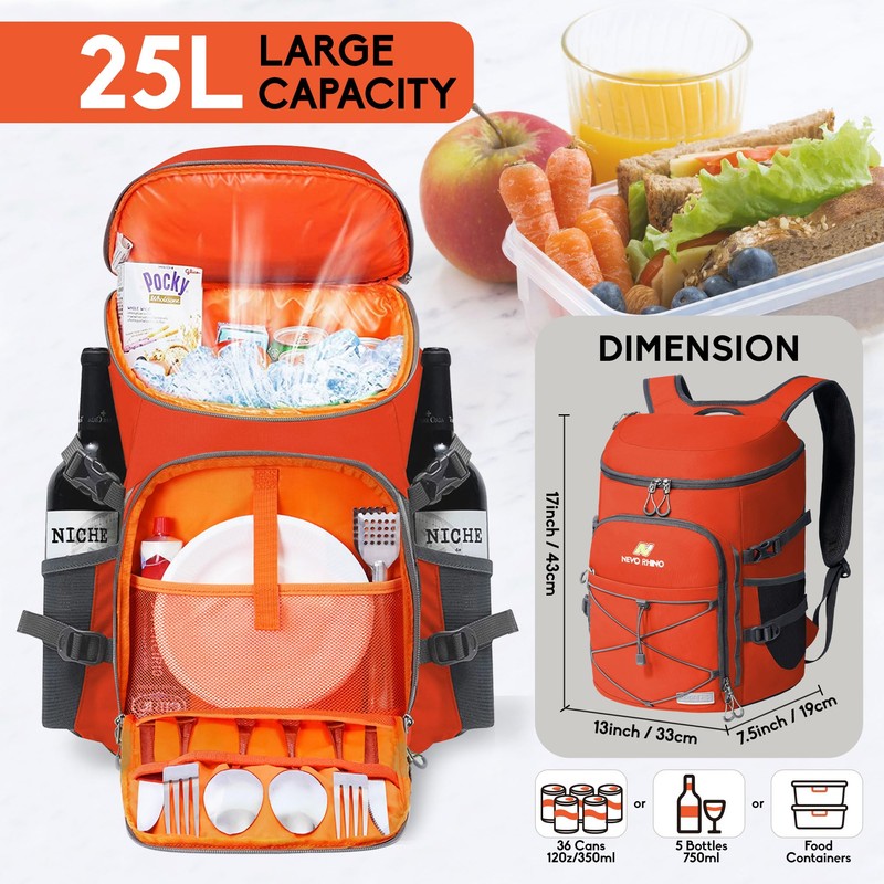 Backpack Cooler, 36 Cans Insulated Cooler Backpack Multifunctional Waterproof Leak