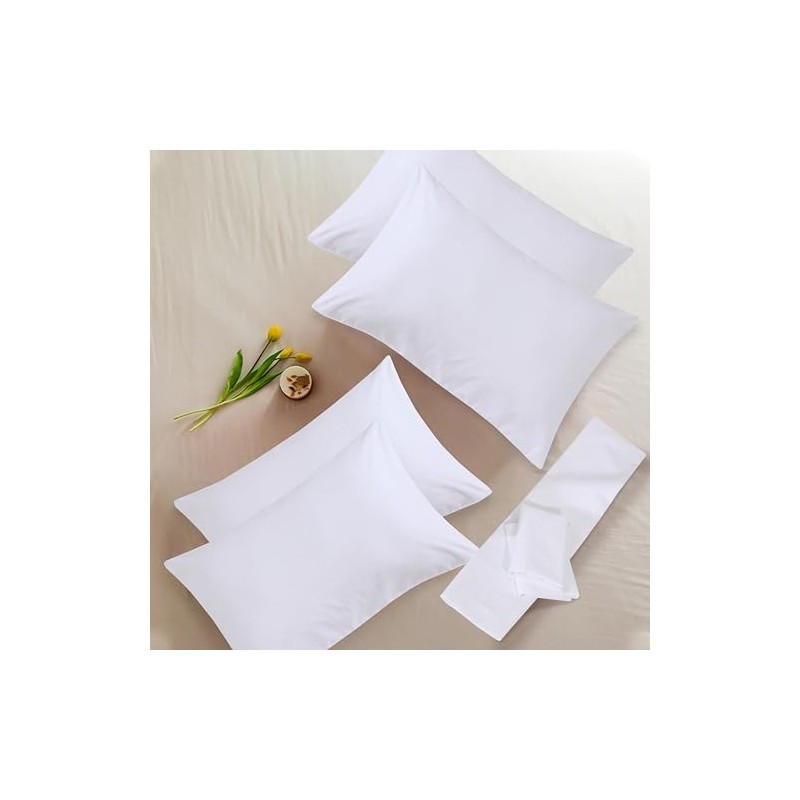 NAFAY LIVING White Pillow Cases 4 Pack Cotton 300 Thread