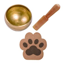 ZERONOWA Pet Buddhist Tools Set of 3 Paws Cork Mat, Orin, Rind, Pet Service (A)
