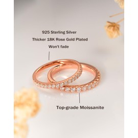 IMOLOVE Moissanite Wedding Band, Wedding Rings for Women, 18K Rose Gold Plated D Color VVS1 Lab Created Diamond Sterling Silver Rings Half Eternity Stackable Engagement Ring Anniversary Band Size 3-13-9