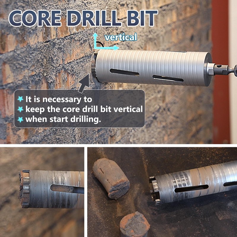 4-1/3 inch Diamond Dry Core Drill Bit, 10" Drilling Depth,