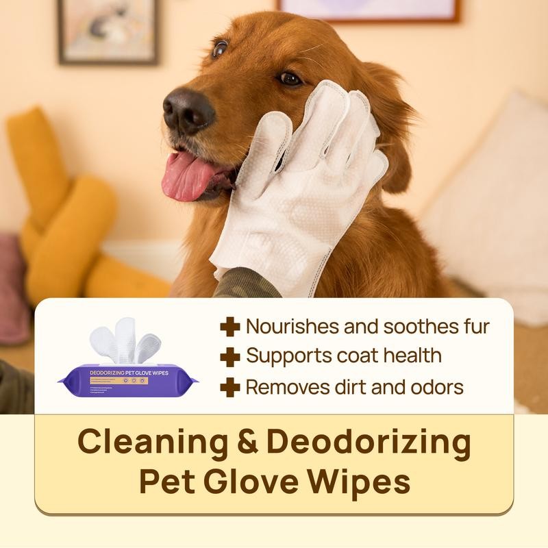 【RestockSale】HICC PET Glove Wipes，Freshening Grooming Dog&Cat Disposable 20Pcs pet hair