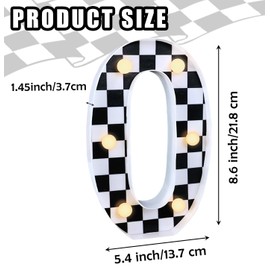 MUNILAIL Racing Car Birthday Party Decoration LED Glowing Numbers Checkered Number Light Up Number 0 Light up Sign Digital Lights Table Centerpiece for Checkered Flag Birthday Party Supplies