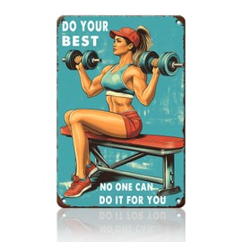 PEACHGARDEN Girl Gym Metal Sign Do Your Best Vintage Poster Motivational Wall Decor for Home Gym Workout Room Wall Art 8x12inch