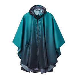 SaphiRose Adults Rain Poncho Waterproof Raincoat Women Gradient Hood with Pocket(Gradient Teal)