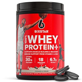 Six Star Whey Protein Powder Plus - Muscle Building & Recovery Formula with Whey Isolate Powder, BCAAs, 30g Protein, Immune Support - Post-Workout Sup
