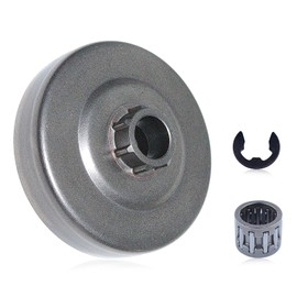 Mtanlo Clutch Drum and Pinion 3/8" 7T for Husqvarna 390 390XP 385 385XP Saw Clutch Drum with E-Clip Needle Bearing Replacement 537137972