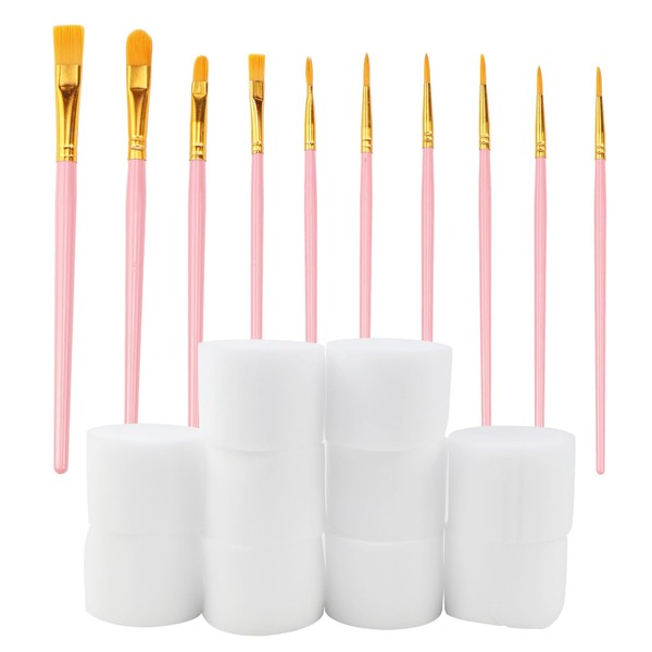 Set of 10 Make-Up Brushes, Acrylic Paint Brushes for Body