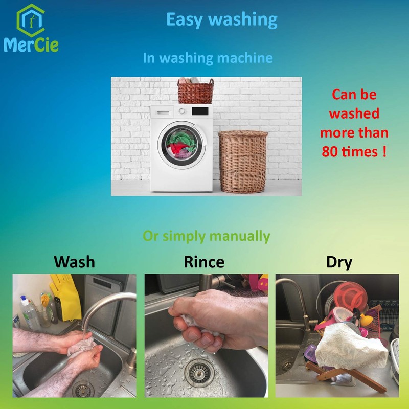 MerCie Washable Bamboo Kitchen Roll | 25 Reusable Sheets 28