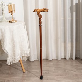 Hand Carved Wooden Walking Cane with Ergonomic Handle and Rubber Tip for Men and Women - Fashionable Unique Walking Stick for Seniors - 37 inch (Leopard)