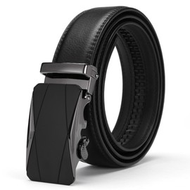 LEEXTON Mens Belts Leather Ratchet Belt, Adjustable Slide Belts For Men, Automatic Buckle 1 3/8" Belt for Casual Dress