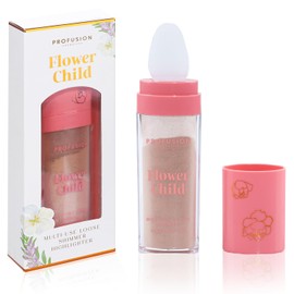 Profusion Cosmetics Flower Child Face and Body Highlighter - Non Sticky Buildable Luminizer Two Shade Kit with Applicator Sponge, Lightweight, Vegan & Cruelty‑Free Makeup (Bronze Gold)