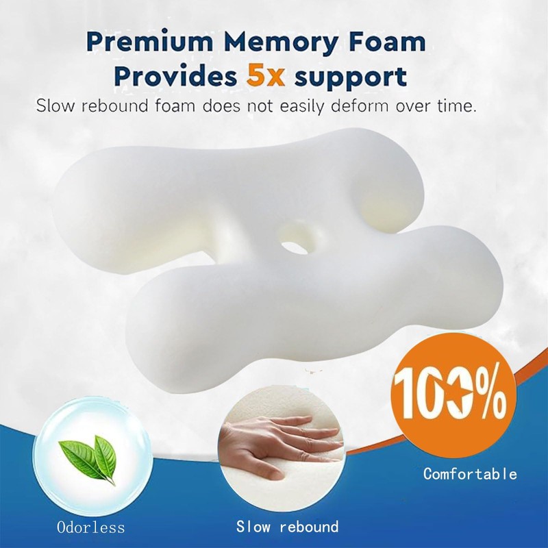 Janemiri Side Sleep Beauty Pillow,Ergonomic Memory Foam with Removable Cover,Butterfly