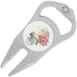 NewCharms Watercolor Bicycle Golf Ball Marker Divot Repair Tool Bottle Opener