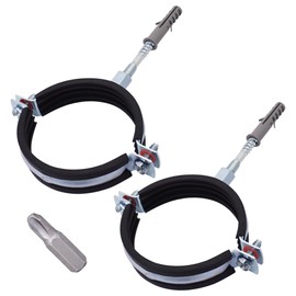 SKIR'CO Black Rubber Coated Pipe Clamps for 75-80mm Pipe Wall and Ceiling Mounting