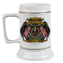 Stay Frosty Enterprises Purple Heart Available to All Veteran 28 oz Ceramic Beer Drinking Stein