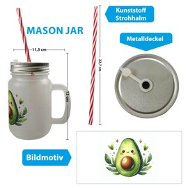 speecheese Avocado Mason Jar with Handle Drinking Glass with Lid Sweet Love with Heart Design Adorable Cute Avocado Glasses Enchanting Idea