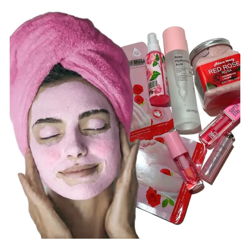 Paquete De Limpieza Facial Y Humectación De Rosas Belleza