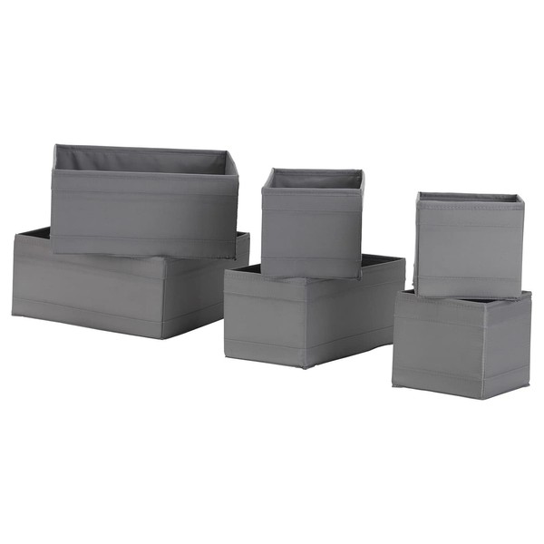 Ikea SKUBB: Box 6 Piece Set, Dark Gray (004.729.57)