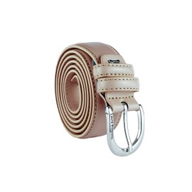 Biagiotti Women's Genuine Leather Thin Belt with Box, Light Taupe 3 cm