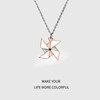 YIQPKUM Origami Windmill Pendant Enamel Geometric Jewellery Thin Necklace Women