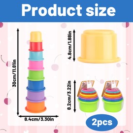 DXPETA 2 Sets Stacking Cups, Colorful Stacking Toys for Toddlers, Educational Stacking Cups for Sensory Development, Travel Friendly Plastic Stacking Cups for 12+ Months