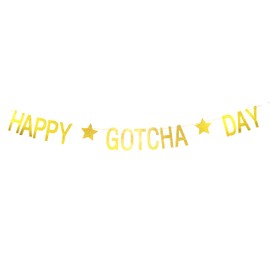 Etaredkj Happy Gotcha Day Banner, Pet Adoption Party Decorations Supplies, Dog Cat Gotcha Party Bunting Garland(Gold)
