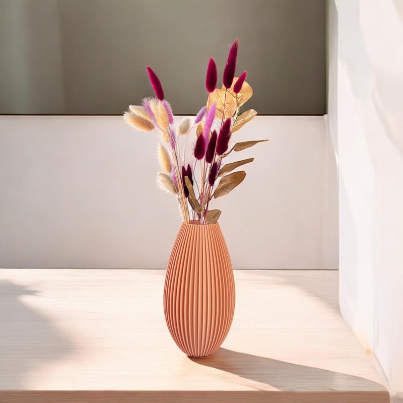 Artificial Flower Vase Unbreakable 20cm Modern Home Decor Boho Corrugation