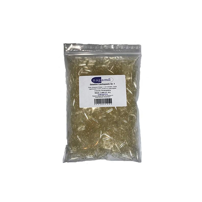 '1000 Empty Gelatine Capsules Clear Size 1 "