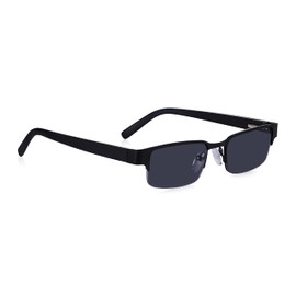 Read Optics 3.0 Reading Sunglasses Men Half Frame Metal Instant Wear Matte Black Tinted Sunglasses Spring Hinges for Comfortable Fit UV and Sun Protection, Black - Sunglasses