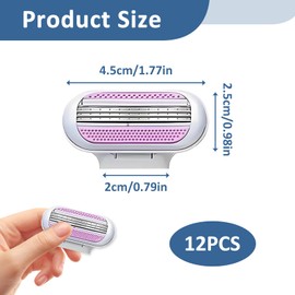 Pack of 12 Razor Blades for Women Compatible Venus, Replacement Blades for Women's Razors, Razor Women with Triple Blade System, Moisture Strips for Gentle Shaving, Durable for Sensitive Skin
