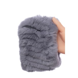 HEIZZI Women's Real Fur Headband & Black Infinity Scarf - 2-in-1 Fuzzy Ear Warmer, Winter Earmuff Neck Warmer