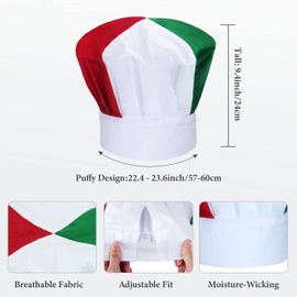 Keymall Italian Chef Costume Chef Hat and Apron for Women Italian Flag Bib Apron Baking Fabric Cooking Apron for Home Kitchen, Set B, standard
