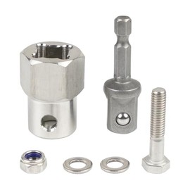 Stainless Steel Top Wind Trailer Jack Crank Handle Cordless Drill Adapter with 1/2 Inch Socket Adapter Bit, Compatible with Most Trailer Jacks,Upgraded Durable 304 Stainless Steel, Easy Installation