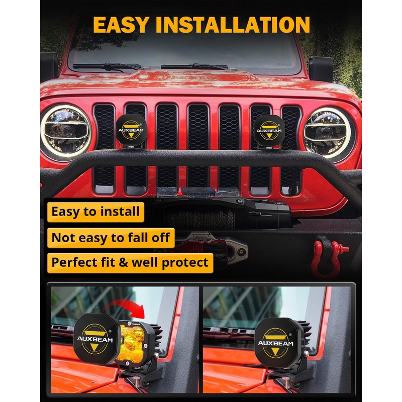 Auxbeam 3" LED Pod Light Covers, PC Lens Offroad Protective