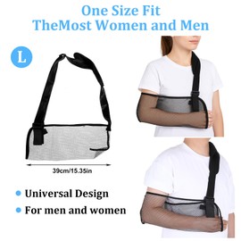 ElevateTech Mesh Arm Shoulder Sling, Breathable Shoulder Immobilizer Shower Adjustable Suitable for Left And Right Arms Comfort Type Men Women Elbow Wrist (Black)