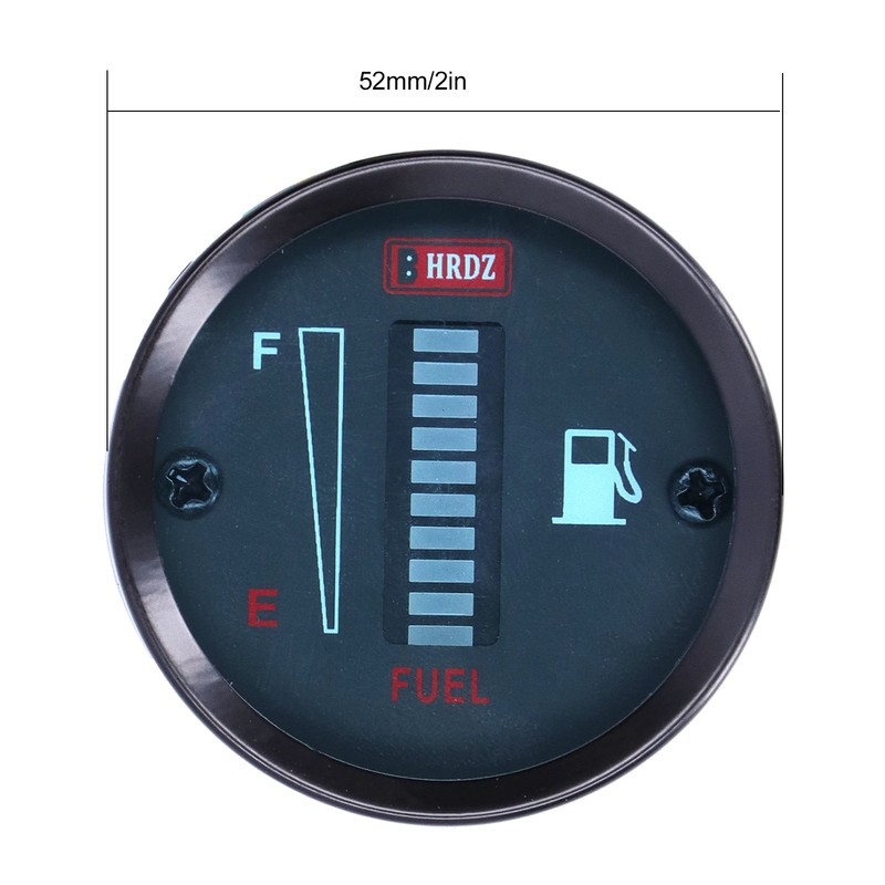 LED Fuel Meter Gauge Indicator 52mm Dia 12V Adjustable Resistance
