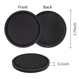 4 Pack Car Cup Coasters, 2.75 Inch Non-Slip Car Coasters, Universal Car Cup Holder Coaster, Accessories for Car Black