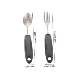 TOVINANNA Elderly Care Cutlery Set Weighted Silverware Fork and Spoon for Anti-tremor Camping Stainless Steel Set of 2