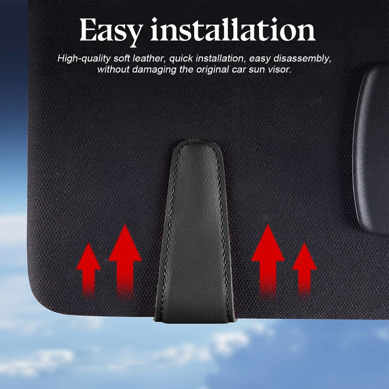 zipelo 2PCS Magnetic Leather Sun Visor Sunglasses Holders, Brown