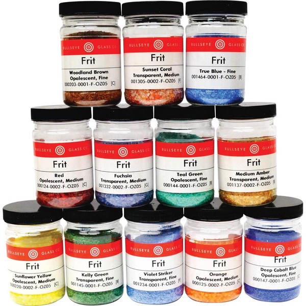 Fusible Glass Frit Assortment, 12 Colors, 90 COE - Made from Bullseye Glass